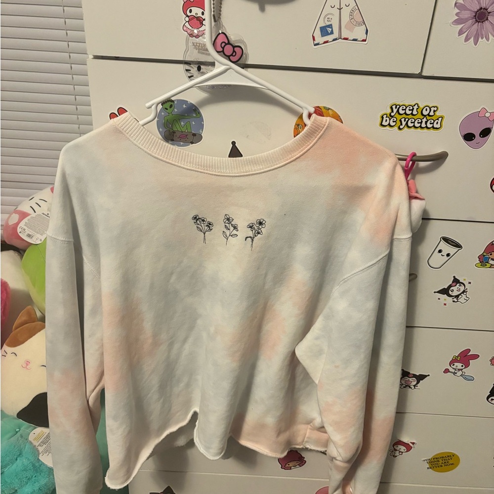 Hollister Tie-Dye Crop Top - Pink and White